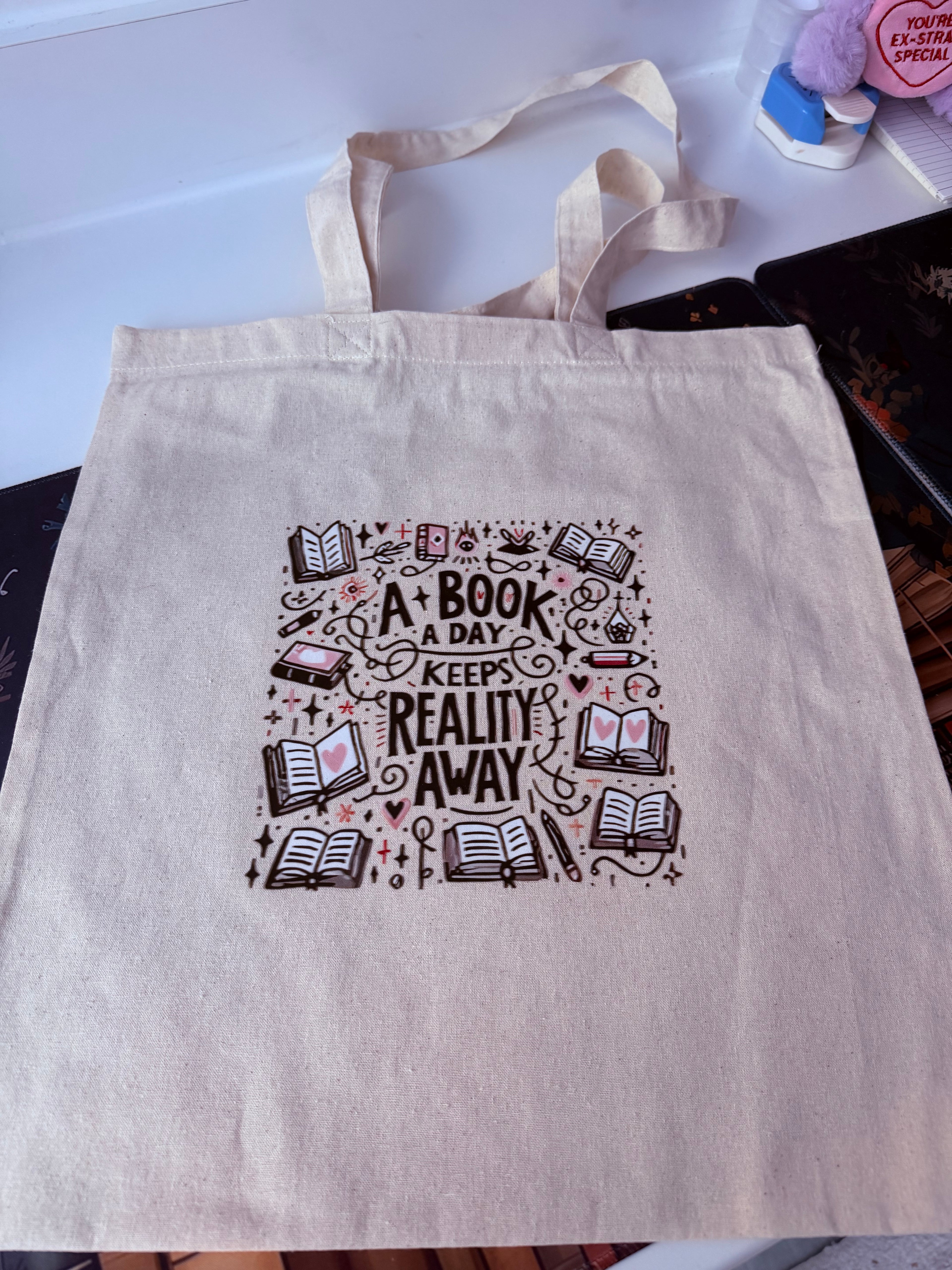 Bookish Tote Bag - A book a day keeps reality away